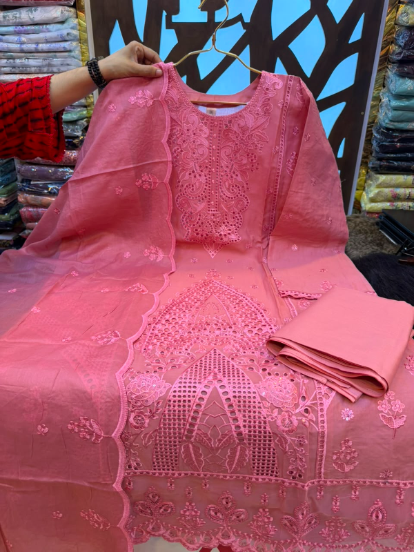 Elegant Swizz Lawn Suit with Rayon Embroidery and Sequence Work