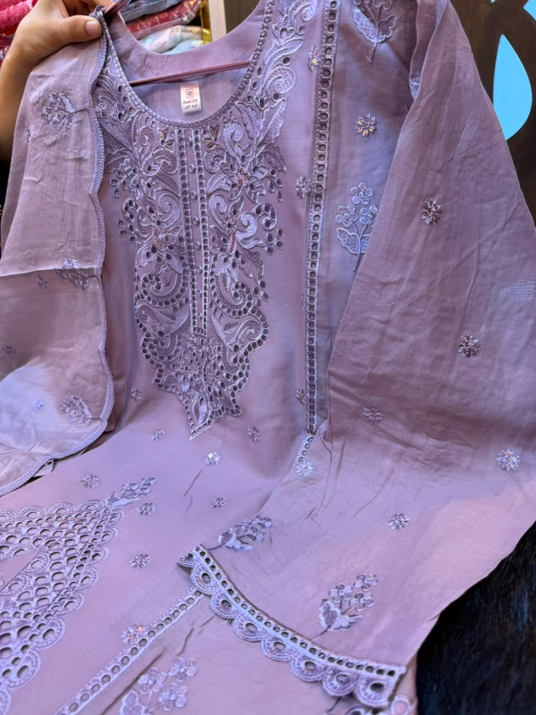 Elegant Swizz Lawn Suit with Rayon Embroidery and Sequence Work