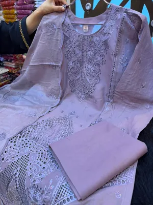 Elegant Swizz Lawn Suit with Rayon Embroidery and Sequence Work