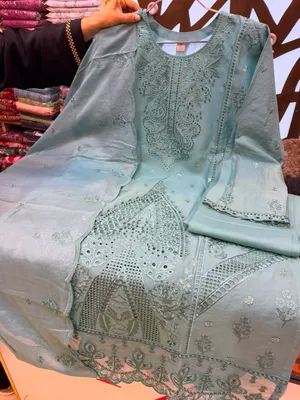 Premium Swizz Cotton Suit with Decorative Panel Detailing