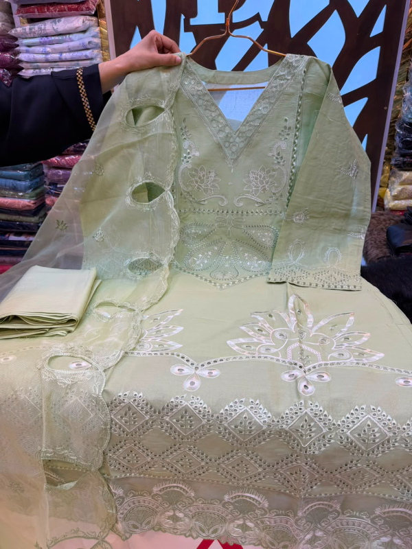 Luxury Swizz Cotton Suit with Embroidered Quata Dupatta