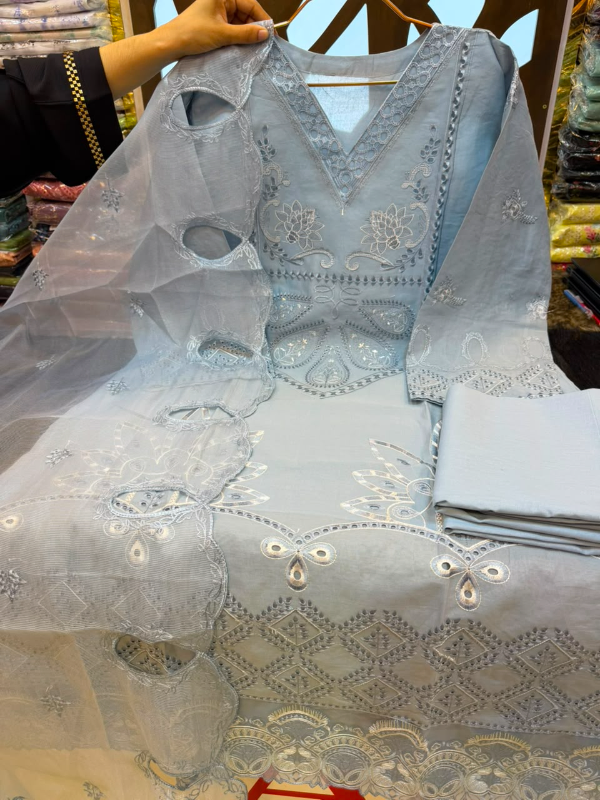 Graceful Swizz Lawn Suit with Intricate Rayon Thread Work