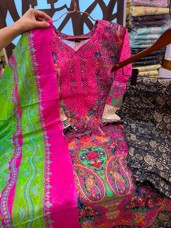 Premium Georgette Palazzo Suit with Embroidered Panel Design