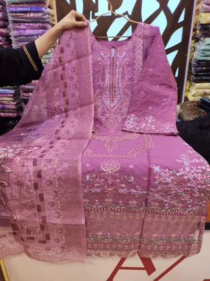 Premium Swizz Cotton Suit with Elegant Cutwork Detailing