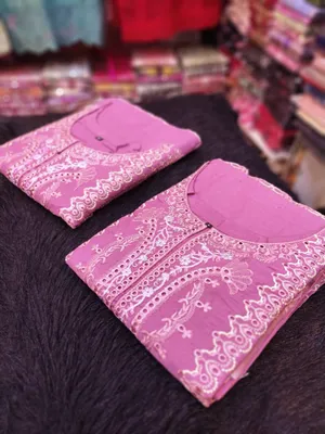 Premium Swizz Cotton Suit with Elegant Cutwork Detailing