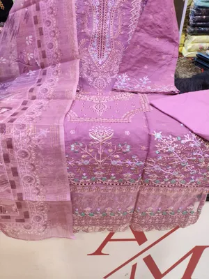 Premium Swizz Cotton Suit with Elegant Cutwork Detailing