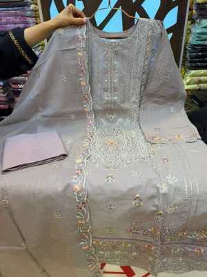 Elegant Swizz Lawn Suit with Rayon Thread Embroidery and Sequence Work
