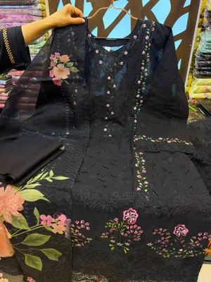 Elegant Swizz Lawn Suit with Rayon Thread and Sequence Embroidery