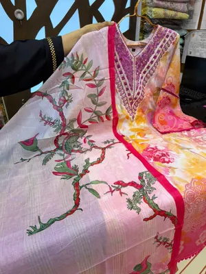 Graceful Swizz Cotton Suit with Printed Charm and Solid Salwar