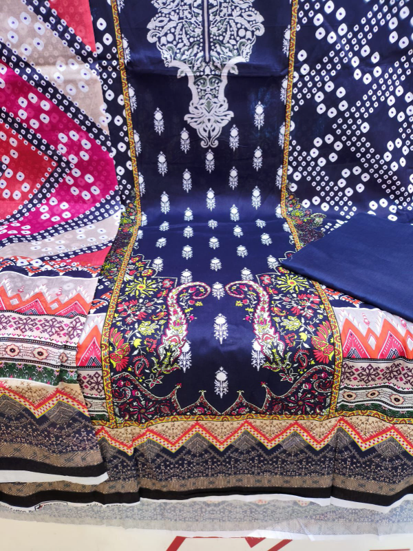 Classic Swizz Lawn Dress Material with Solid Salwar