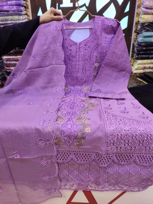 Designer Swizz Lawn Suit with Decorative Panel Finish