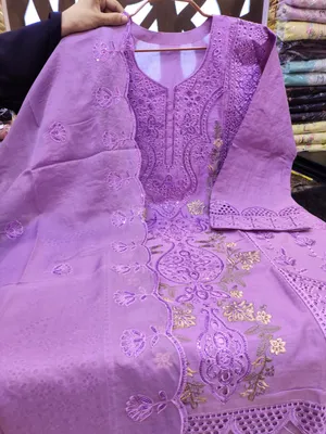 Designer Swizz Lawn Suit with Decorative Panel Finish
