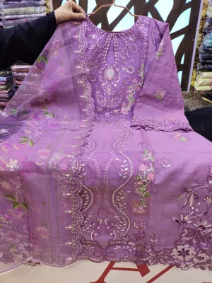 Luxury Swizz Lawn Suit with Rayon Thread and Sequence Work