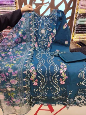 Elegant Swizz Cotton Suit with Embroidered Panel Dupatta