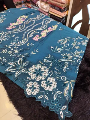 Elegant Swizz Cotton Suit with Embroidered Panel Dupatta