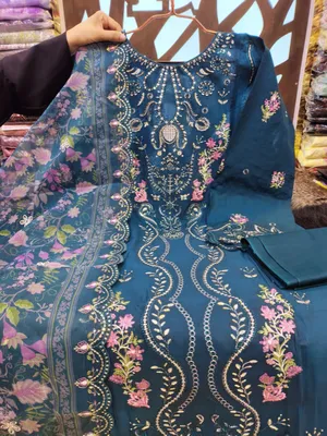Elegant Swizz Cotton Suit with Embroidered Panel Dupatta
