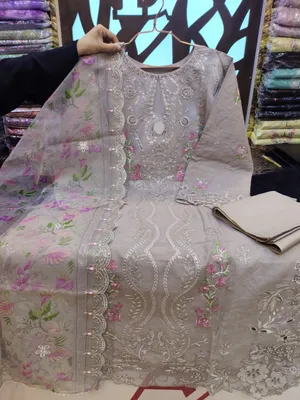 Designer Swizz Lawn Suit with Decorative Cutwork Detailing