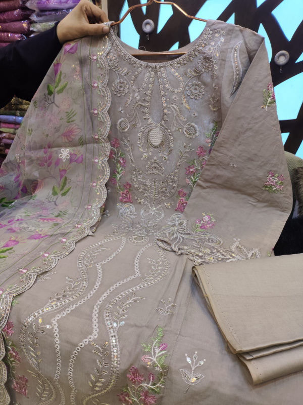 Designer Swizz Lawn Suit with Decorative Cutwork Detailing