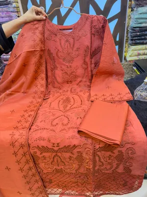 Luxury Swizz Cotton Suit with Embroidered Cotton Dupatta