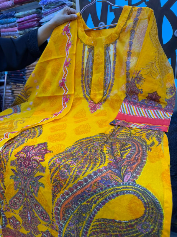 Elegant Swizz Lawn Suit with All Over Print Design