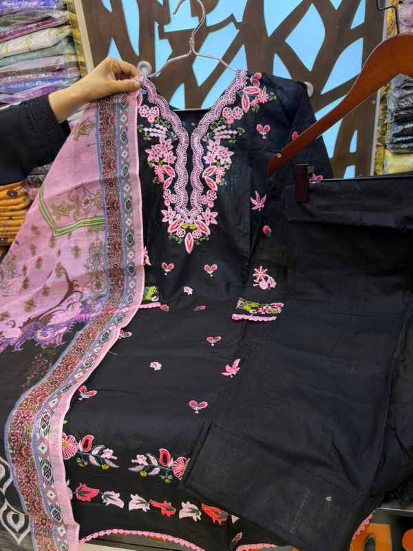Elegant Cotton Farshi Suit with Chiffon Tie-Dye Dupatta