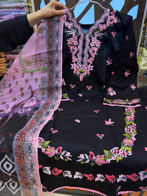 Elegant Cotton Farshi Suit with Chiffon Tie-Dye Dupatta