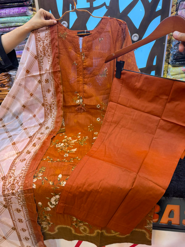 Original Sadabahar Printed Lawn Cotton Stitched Three-Piece Suit