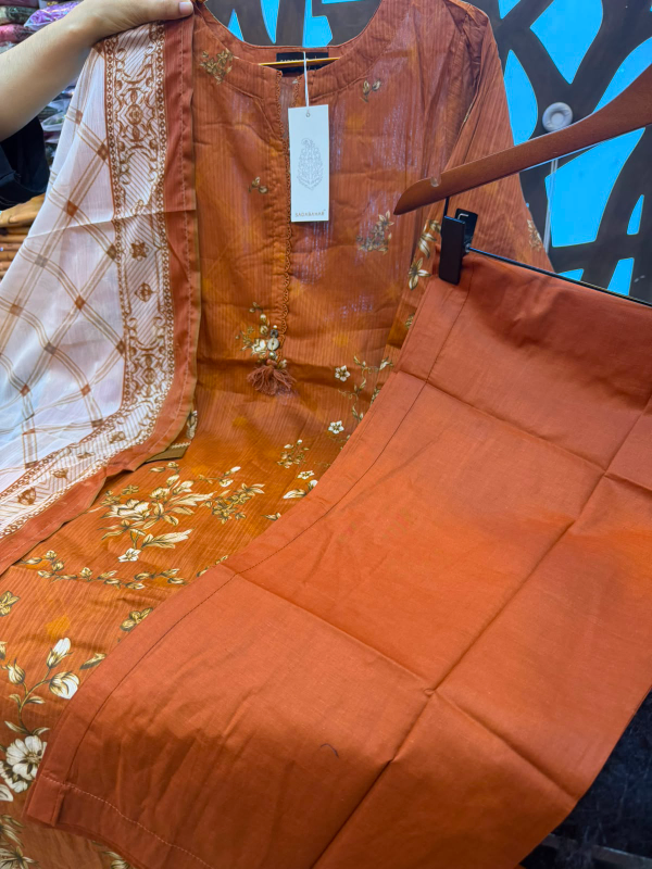 Original Sadabahar Printed Lawn Cotton Stitched Three-Piece Suit