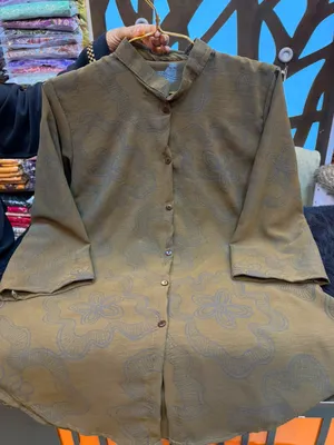 Printed China Bamboo Fabric Button-Down Co-Ord Set - Earthy Olive / Khaki Green
