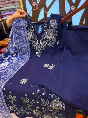 Pakistani-Inspired Embroidered Three-Piece Suit Collection