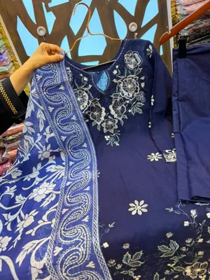 Pakistani-Inspired Embroidered Three-Piece Suit Collection