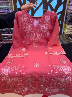 Pakistani-Inspired Embroidered Three-Piece Suit Collection -  Coral Pink / Salmon Pink