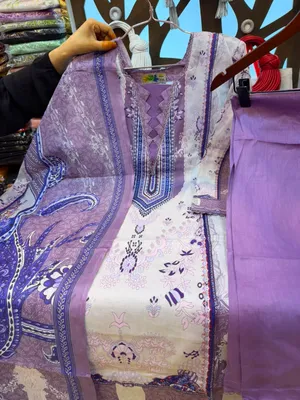 Elegant Lavender Swiss Lawn Printed Stitched Three-Piece Suit