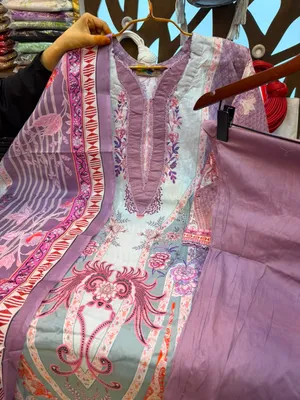 Lilac & Soft Pastel Swiss Lawn Printed Stitched Three-Piece Suit