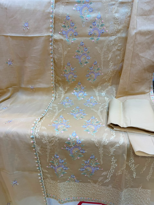Pakistani-Inspired Embroidered Swiss Cotton Three-Piece Suit Collection