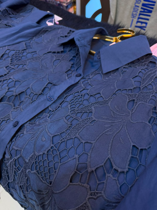  Premium Imported Floral Cutwork Lace Cotton Shirt