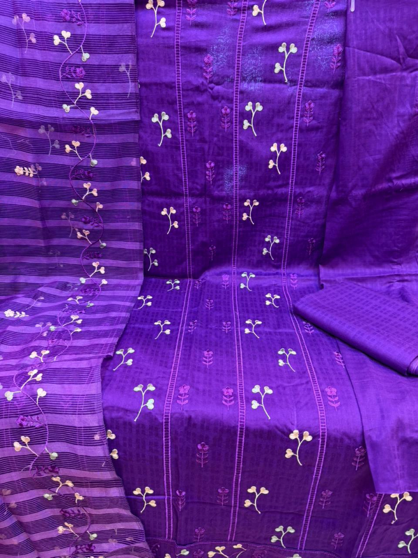 Pakistani Inspired Self Jacquard Cotton Three-Piece Unstitched Suit