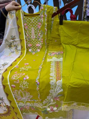 Pakistani Inspired Swiss Lawn Floral Embroidered 3-Piece Suit