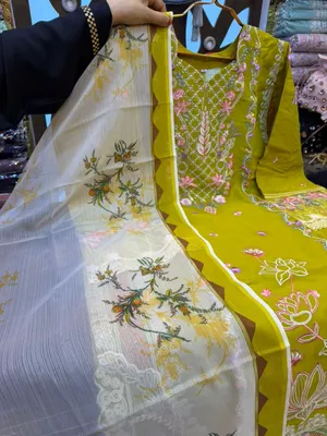Pakistani Inspired Swiss Lawn Floral Embroidered 3-Piece Suit