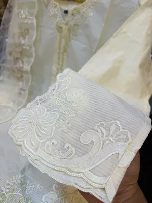 Pakistani Inspired Swiss Lawn Embroidered 3-Piece Suit - Light Off-White