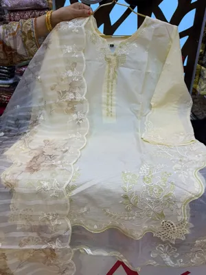 Pakistani Inspired Swiss Lawn Embroidered 3-Piece Suit - Light Off-White