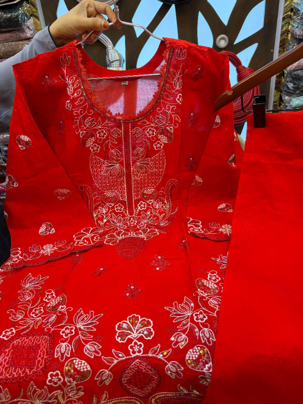 Embroidered Swiss Cotton Co-Ord Set