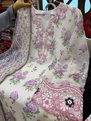 Pakistani-Inspired Floral Printed Georgette 3-Piece Suit
