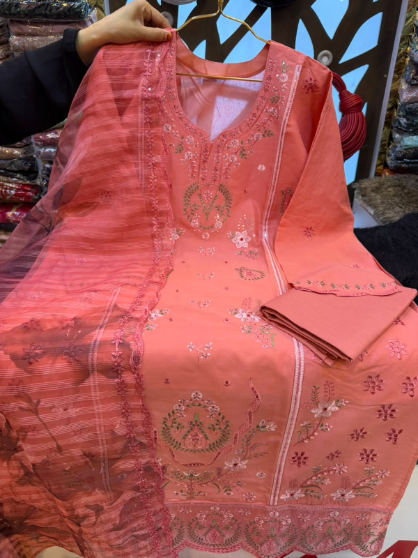Pakistani-Inspired Embroidered Swiss Lawn 3-Piece Suit