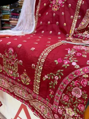 Pakistani-Inspired Embroidered Sharara 3-Piece Suit