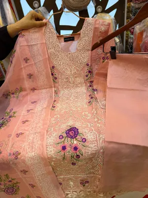 Exclusive Pakistani Inspired Swizz Lawn Stitched Three-Piece Collection (Peach Pink)