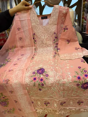 Exclusive Pakistani Inspired Swizz Lawn Stitched Three-Piece Collection (Peach Pink)