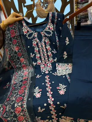  Pakistani Inspired Embroidered Swiss Lawn 3-Piece Stitched Suit1