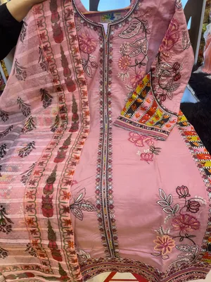 Pakistani-Inspired Embroidered Swizz Lawn Stitched Three-Piece Collection (Dusty Rose Pink)