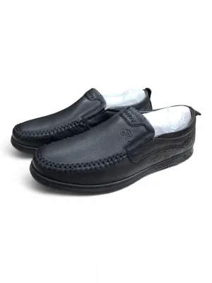 Brown & Black Moccasin Slip-On Shoes — Handcrafted Comfort with Textured Grip 